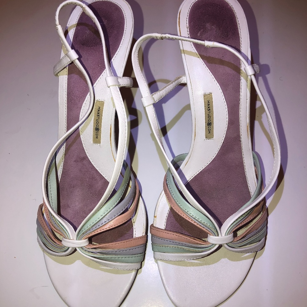 Strappy Leather Multi-Color Heels